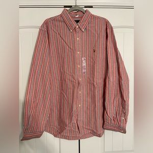 Men’s Ralph Lauren long sleeve button down XXL faded red and blue stripe - NWT!!